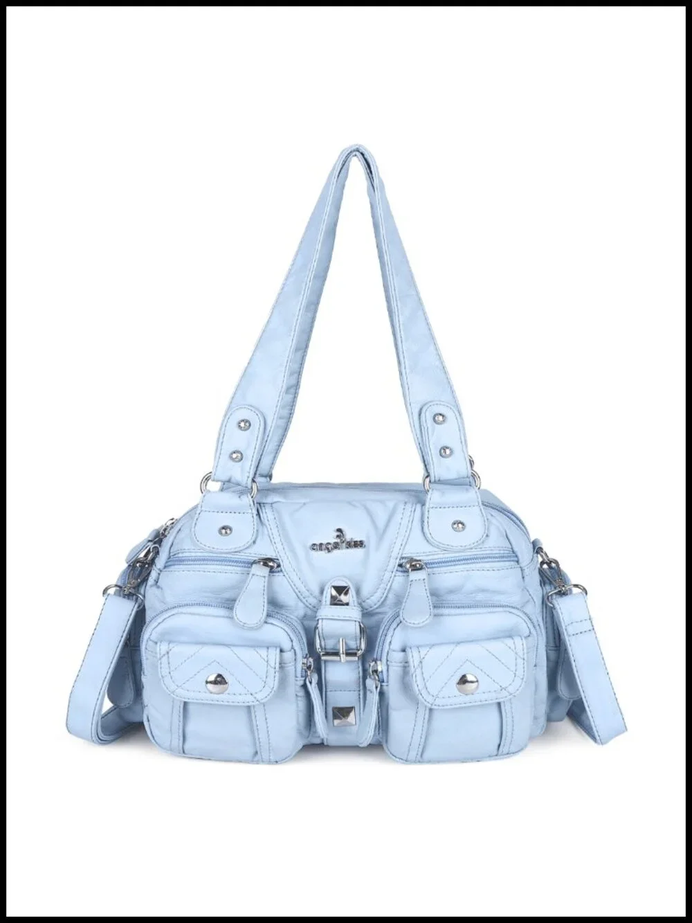 Hobo Crossbody Bag with Removable Strap Faux Leather Handbag Multi-Pocket
